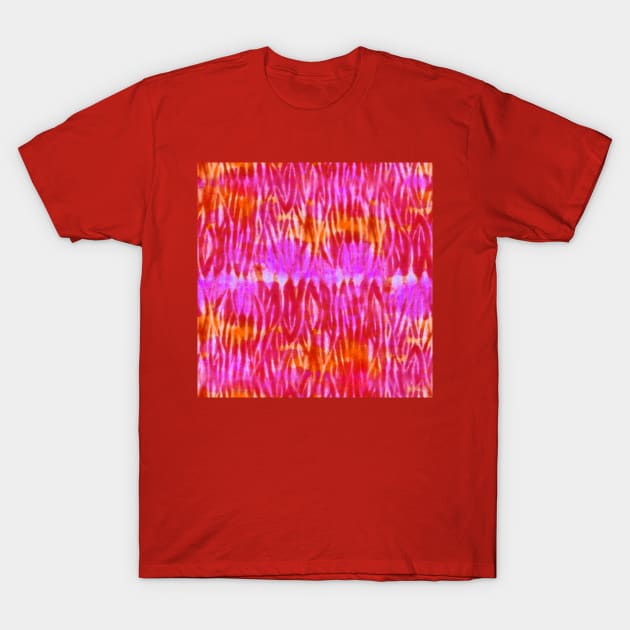 Bright Red and Orange Shibori T-Shirt by Carolina Díaz